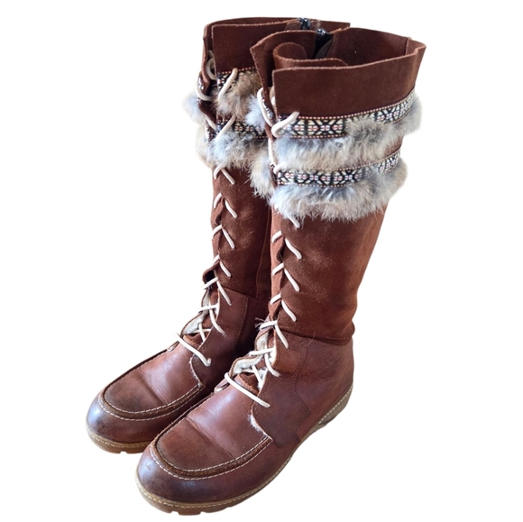 Saute Mouton Nahima Women's Suede Leather Nubuck Waterproof Brown Boots Size 38 - Picture 3 of 16